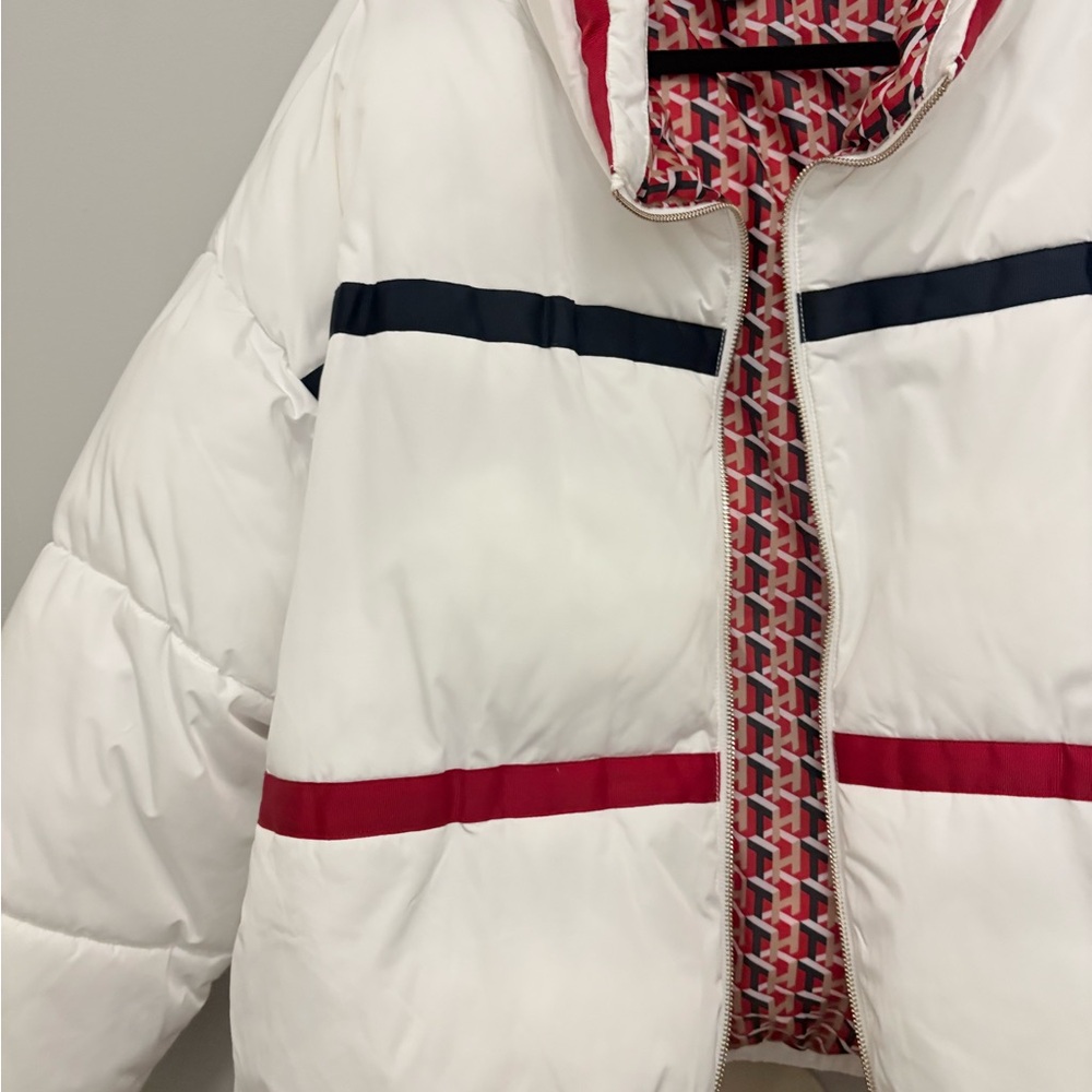 Tommy Hilfiger White Jacket with Red and Blue Stripes - Picture 9 of 16